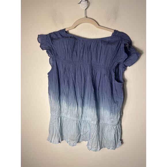NWT Velvet Blue Ombre Gathered Top Sz L - Picture 3 of 3
